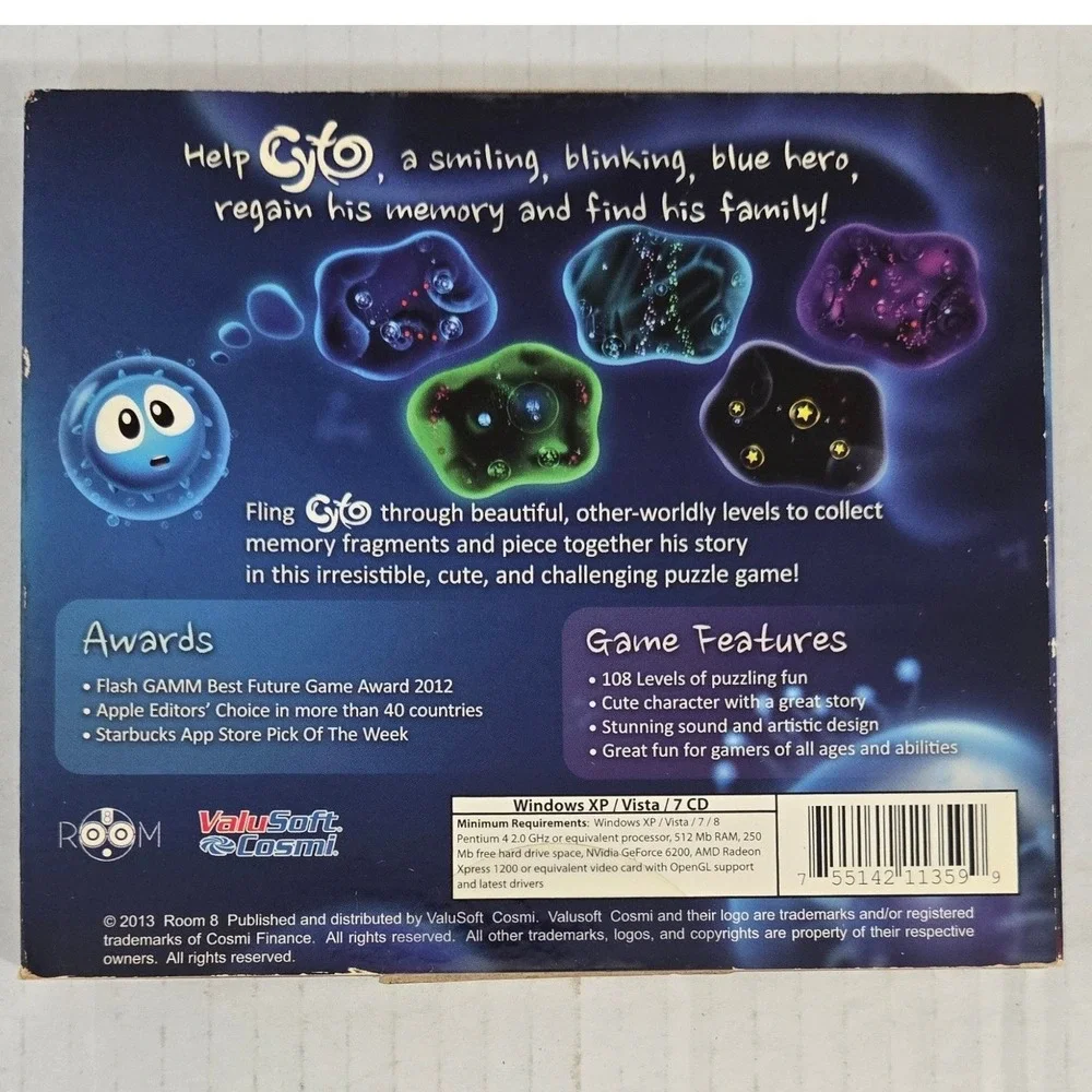Cyto PC Game CD ROM 2013 Puzzle Adventure ValuSoft Cosmi Windows XP Vista 7